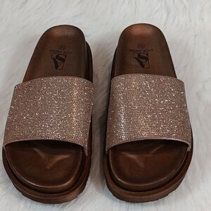 Shoe Aholic Glitter Slides Women Sz 10